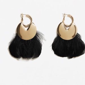 Black and gold feather earrings